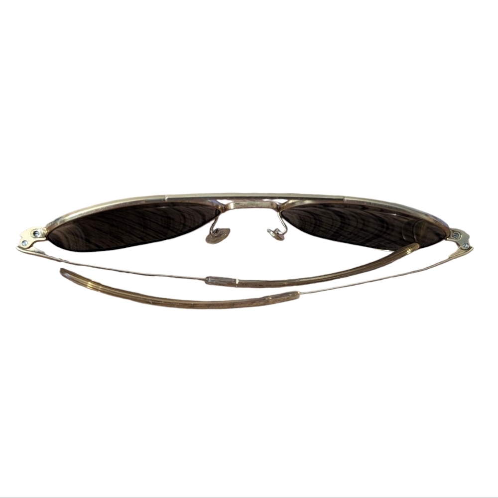 Randolph Engineering Inc. Vintage Gold and Black Aviator Sunglasses - Picture 5 of 8